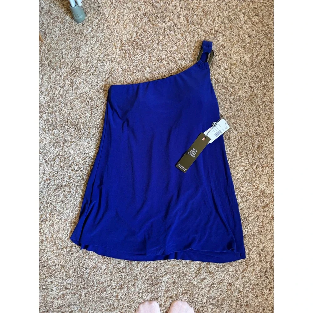 NWT Miraclesuit One Shoulder One Piece Swim Dress Sz 10 Slimming Flattering Suit